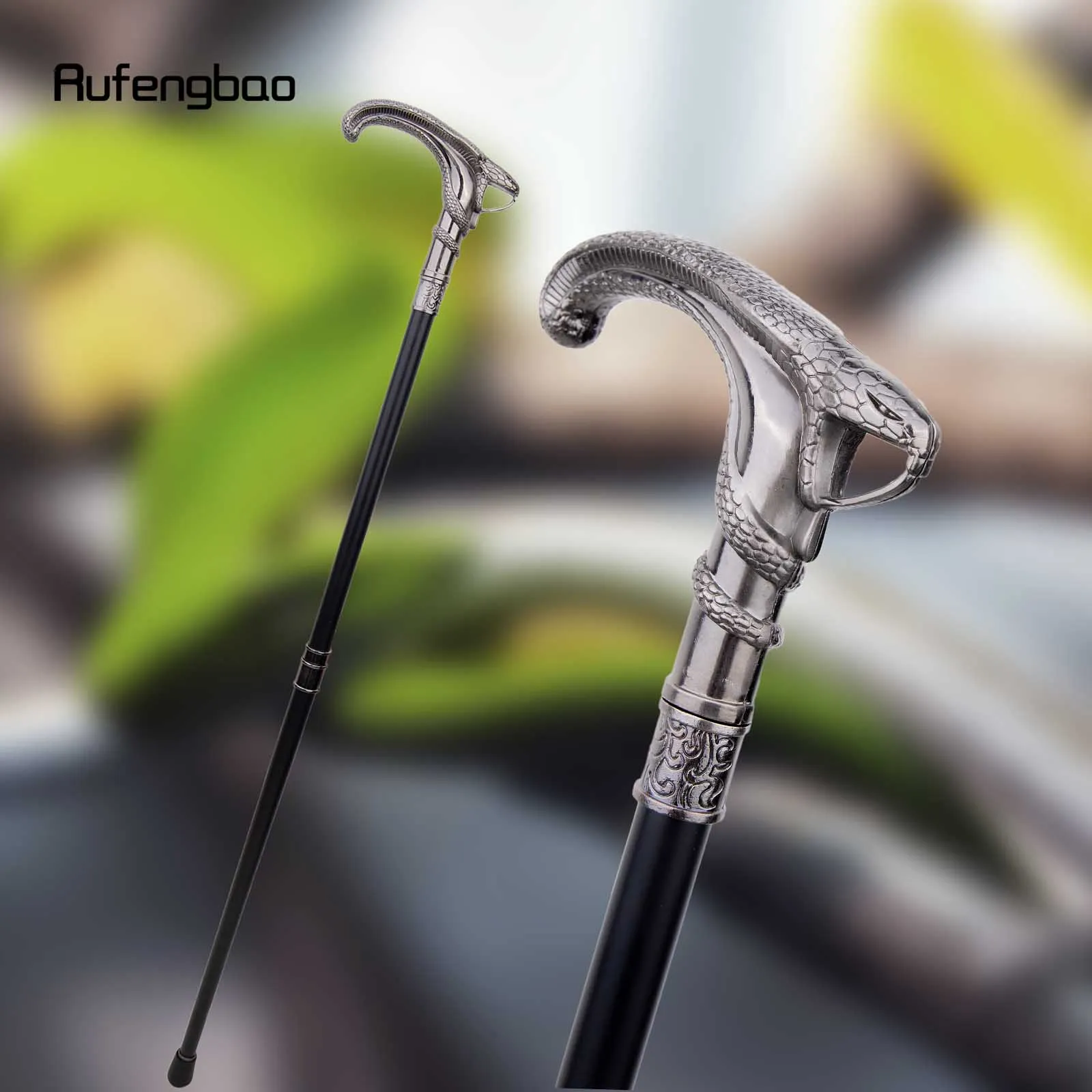 

Snake Coiled Walking Stick with 30cm Hidden Plate Self Defense Fashion Cane Plate Halloween Cosplay Crosier Vampire Stick 93cm