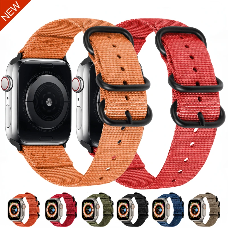 

Nylon Strap For Apple watch Ultra 49mm 8 7 45mm 41mm Sports canvas woven replaceable bracelet For iWatch 6 5 4 SE 44mm 42mm 40mm
