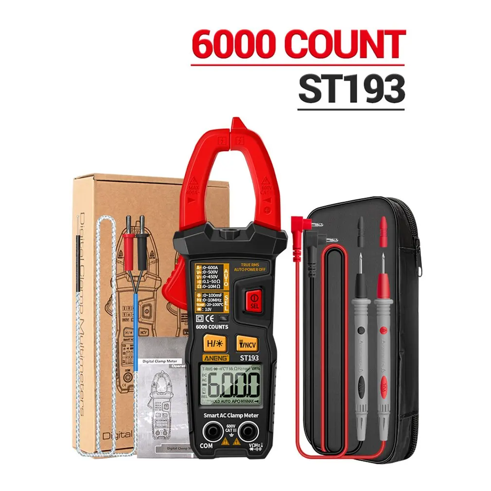 

Digital Clamp Meter 6000 Counts True RMS Multimeter DC/AC Current Voltage Voltmeter Tester Hz Capacitance Ohm Meter
