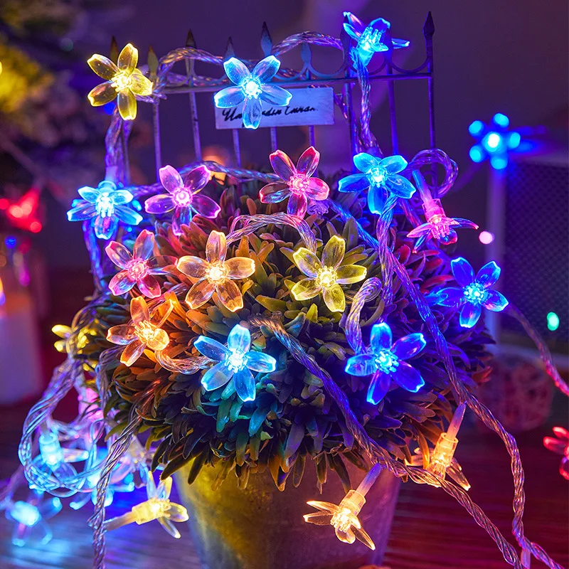 

1 шт., гирлянды с цветами, гирлянды на батарейках, водонепроницаемые 10/20/30/40, светодиодные фонари с вишневым цветом для Patry, свадебный декор