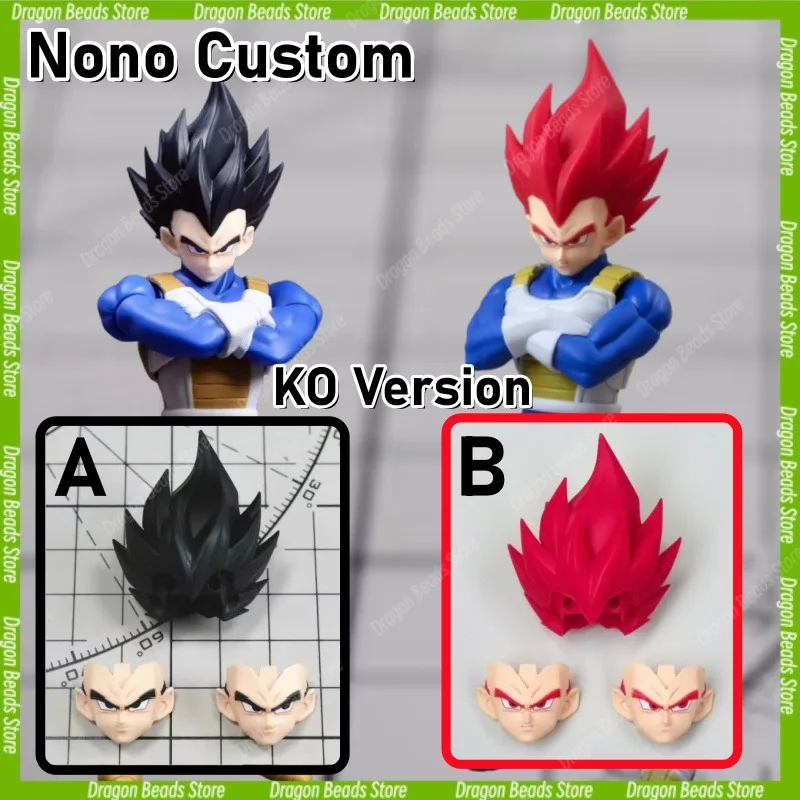 Фото 【Nono Custom】В наличии! Комплект аксессуаров для фигурки Dragon Ball SHF Vegeta: сменные детали, голова с черными/красными волосами №1