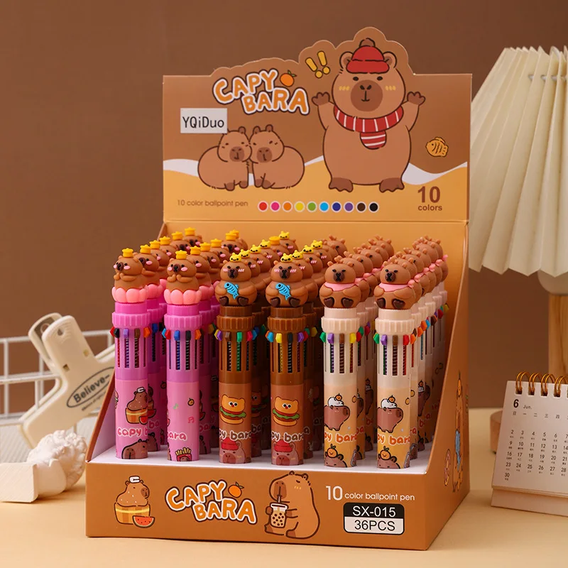 

Шариковые ручки «Милая Капибара» 36 шт., 10 цветов