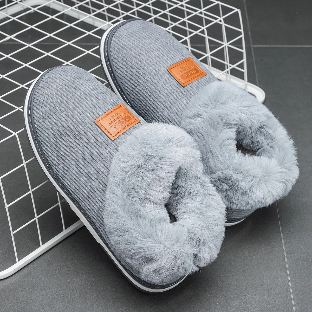 Winter Men Shoes Casual House Women Comfortable Outdoor Warm Cotton Unisex Indoor Plush Slip on Slippers