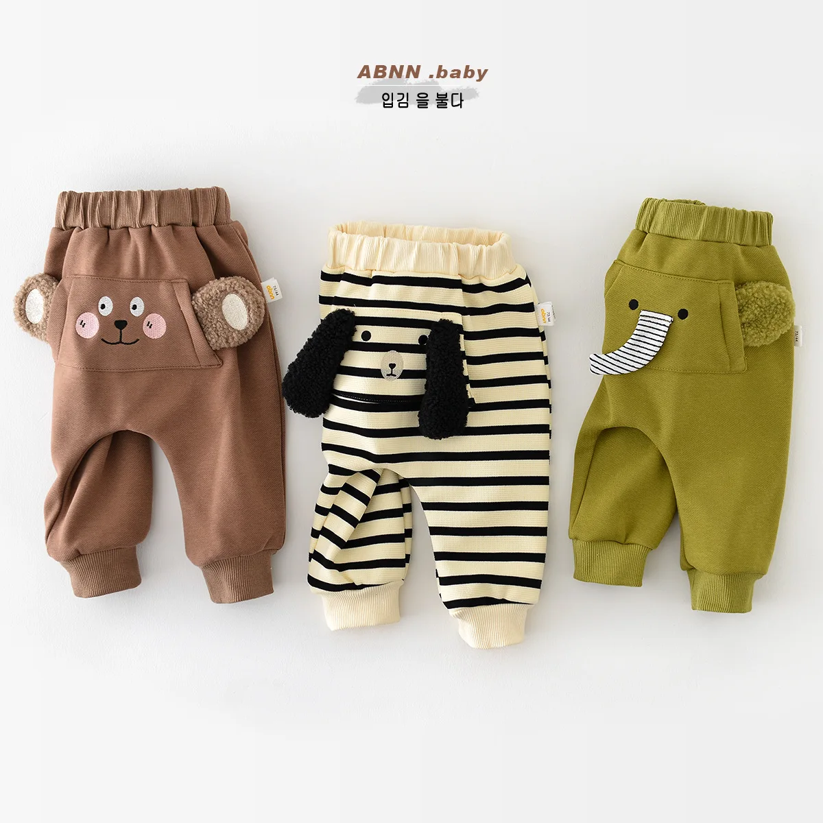 

HoneyCherry Children's One-piece Velvet Padded Thickened Pants Baby New Autumn and Winter Cartoon Big Pp Pants