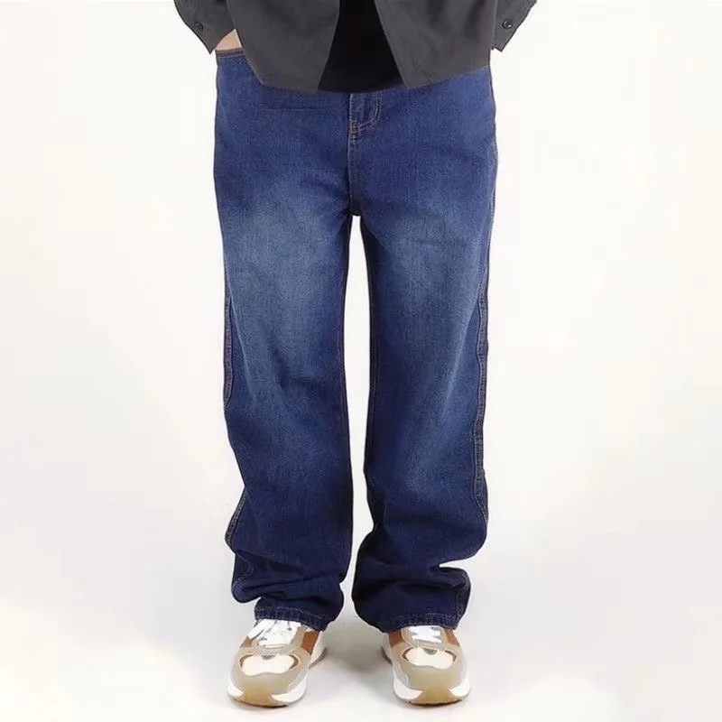 

Мужские свободные прямые брюки, модные трендовые брюки в японском стиле с голубым градиентом, уличная одежда в стиле ретро, 2023