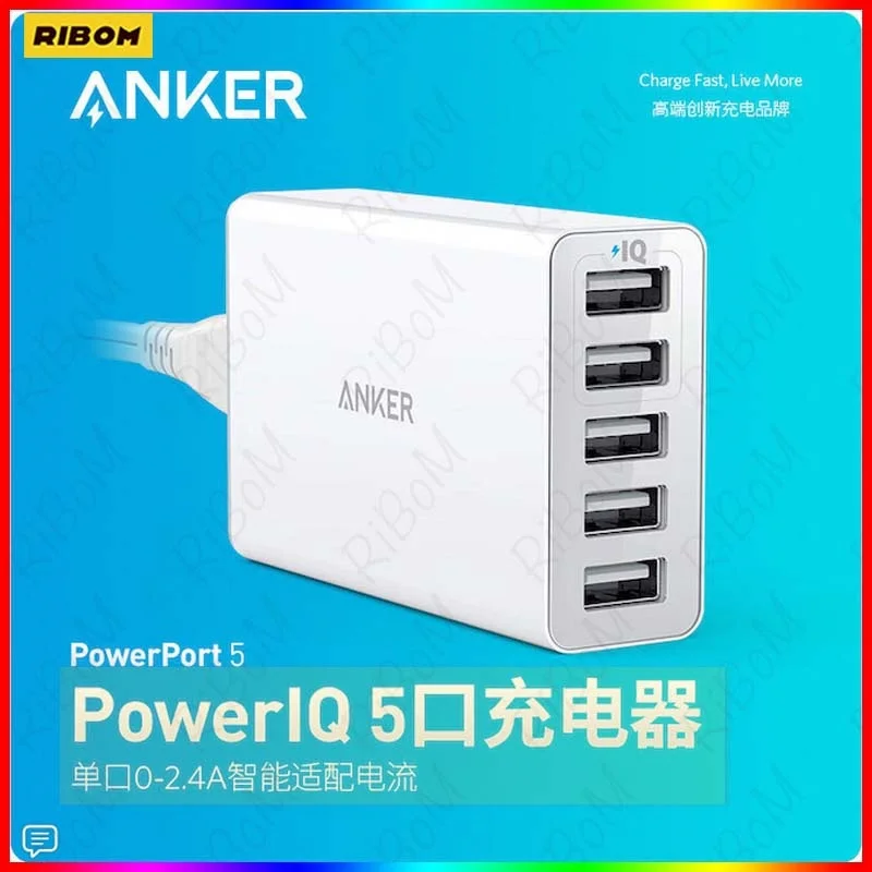 Новое Сетевое зарядное устройство Anker Quick Charge 3 0 63 Вт с 5 портами USB PowerIQ PowerPort Speed для