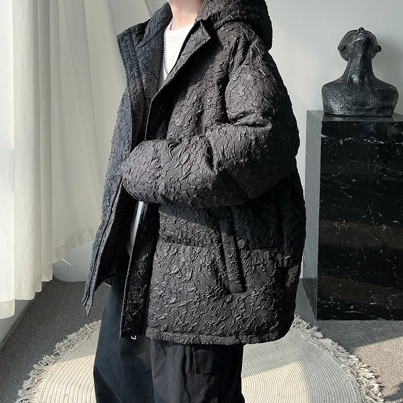 Winter Jacket Men Fashion Oversized Thick Down Jacket Men Streetwear Korean Loose Thicken Hooded Short Coat Mens Parker S-3XL