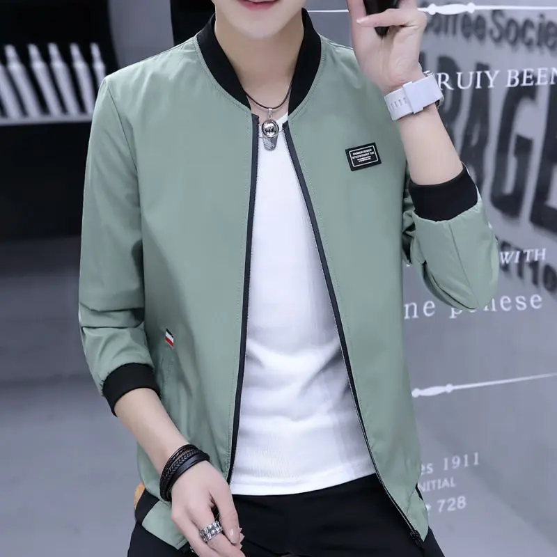 

2022 Spring New Fashion Men Jacket Thin Jacket Coat Casual Korean Fashion Baseball Collar Jacket Boutique Clothing Simple Style