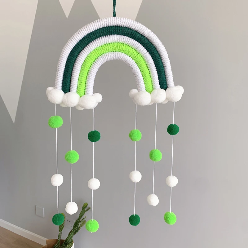 

1PC Baby Kids Room Decoration Woven Rainbow Hanging Handmade Woven Wall Hanging Rainbow Clouds Tapestry Cartoon Home Decoration