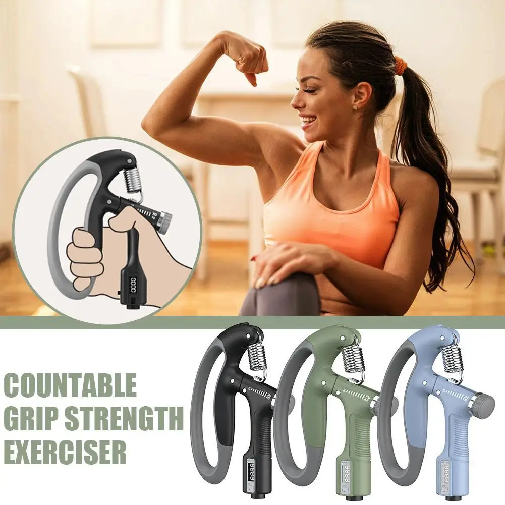 

Adjustable R-Shape Countable Hand Grips Strength Exercise Strengthener Gripper Spring Finger Pinch Carpal Expander