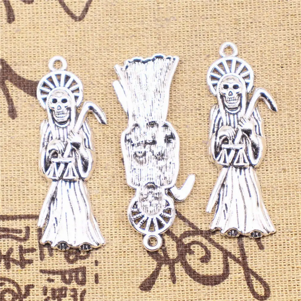 

Skeleton Grim Reaper Jewelri Charm Pendant For Jewelri Children Diy 18X51mm Antique Silver Color 5 Pieces