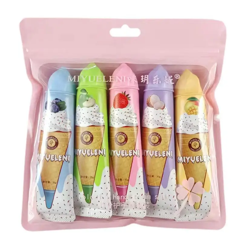 

Hand Cream Set Moisturizing Ice Cream Hand Lotion For Dry Hands 5 PCS Ice Cream Hand Cream For Gifts Pamper Manicure Women
