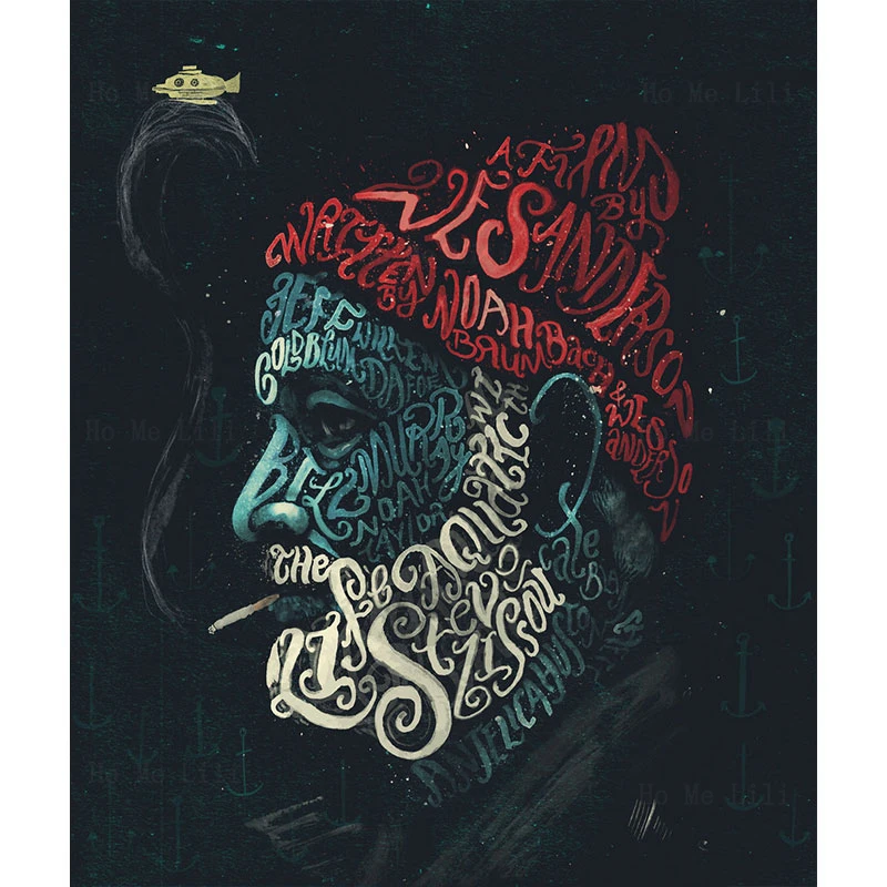 

The Life Aquatic Inspiring Typography Art Portrait Creative Design Canvas Wall Art By Ho Me Lili For Livingroom Home Decoration