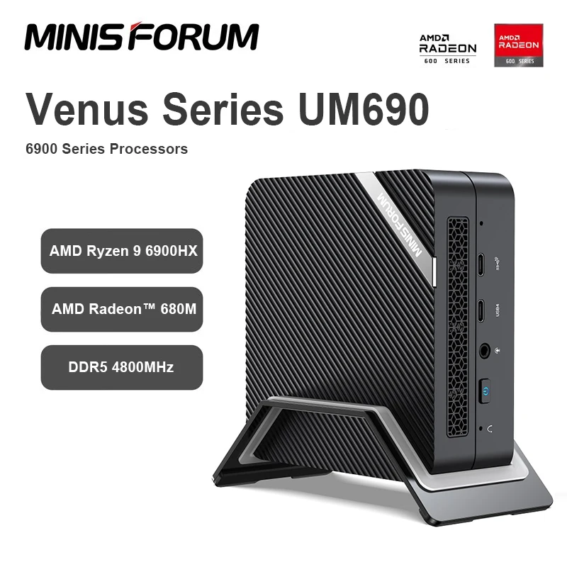 

MINISFORUM UM690 Mini PC AMD Ryzen 9 6900HX Windows 11 DDR5 32GB 512GB SSD M.2 2280 PCIe 4.0 USB4 Type-C Mini PC Gaming Computer