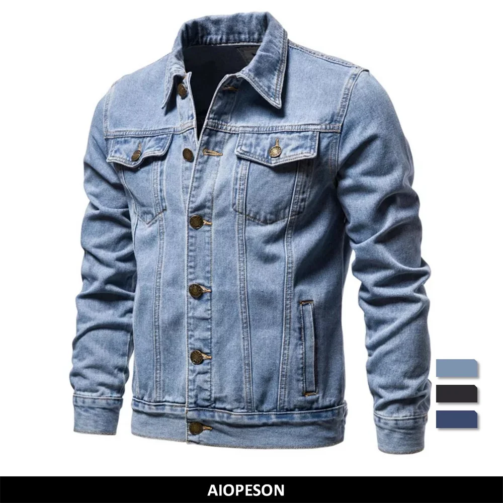 New 2021 Cotton Denim Jacket Men Casual 