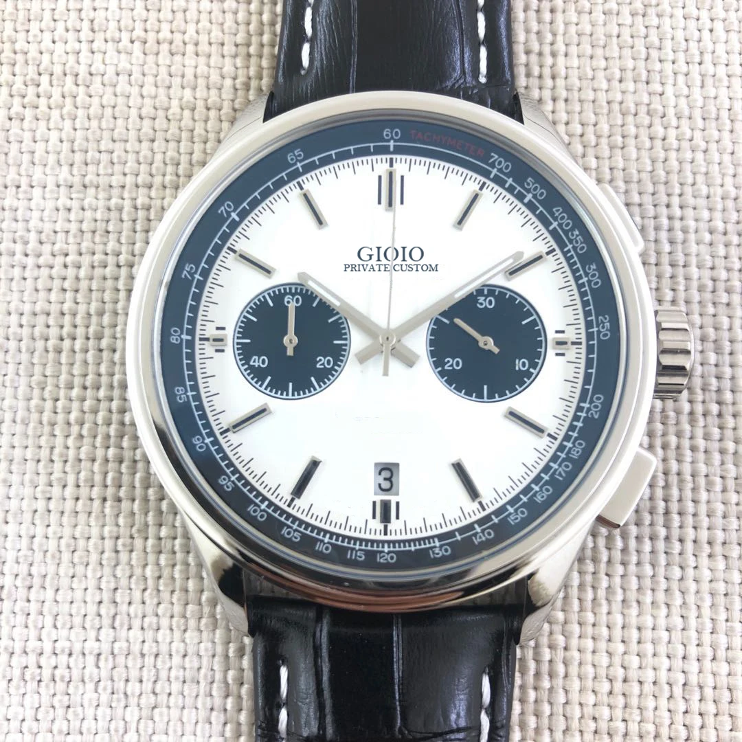 

Men Quartz Chronograph watch Black Blue Green Leather