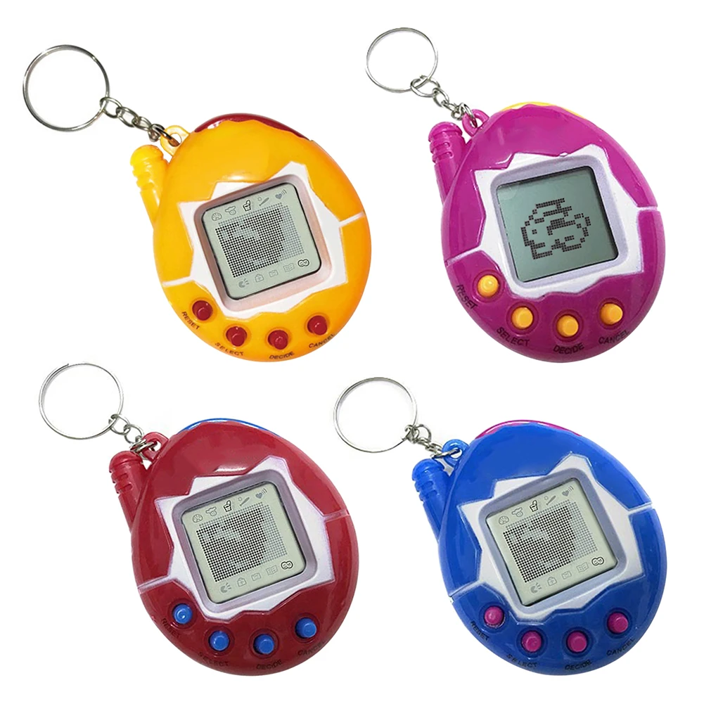 

2pcs Electronic Pets Toys Virtual Digital Pet Game Console Nostalgic Virtual E-pet Interactive Toys w/ Keychain