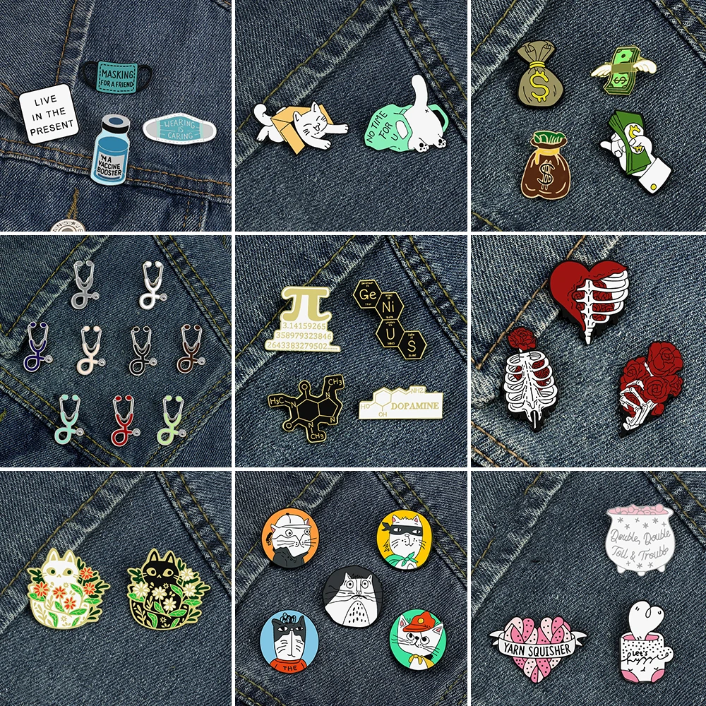 2 - 9pcs / Набор медицинских стетоскопов эмалированные булавки по заказу забавный