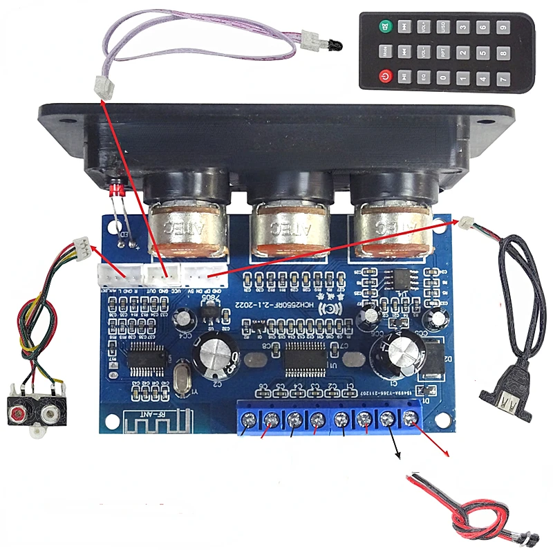 

LIULIU Bluetooth 5.0 Power Amplifier Audio Board 2.1 Subwoofer Amplifier Speaker Sound Amplificador 2x25W+50W With Panel