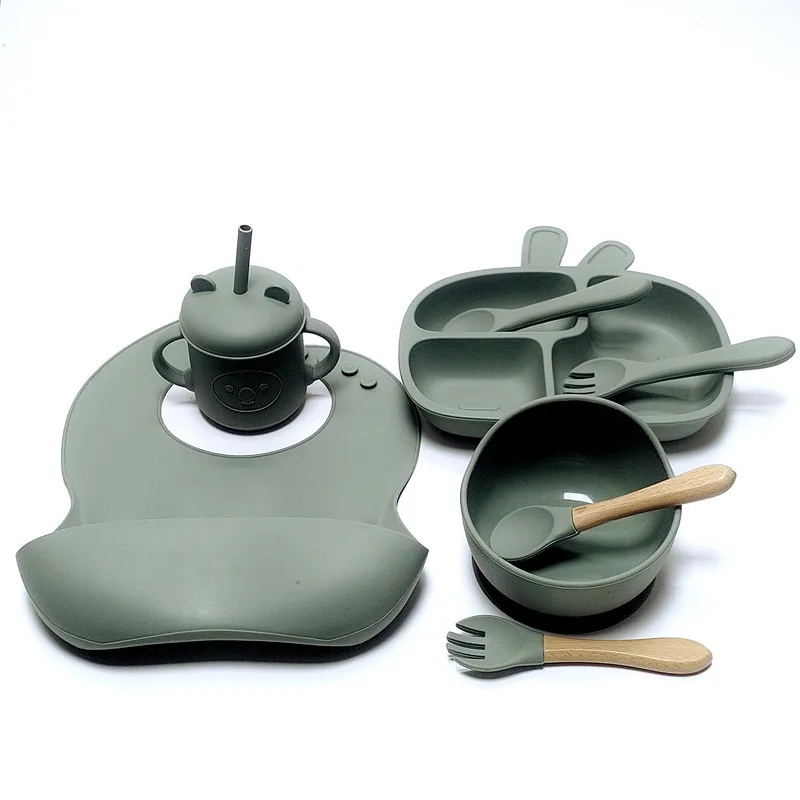 Набор силиконовой посуды для малышей детская силиконовая чаша ложка вилка