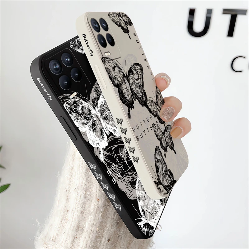 Чехол для Realme 9 Pro Plus 9i Мягкий чехол из жидкого силикона OPPO 8i 8 7 11 10 С Рисунком