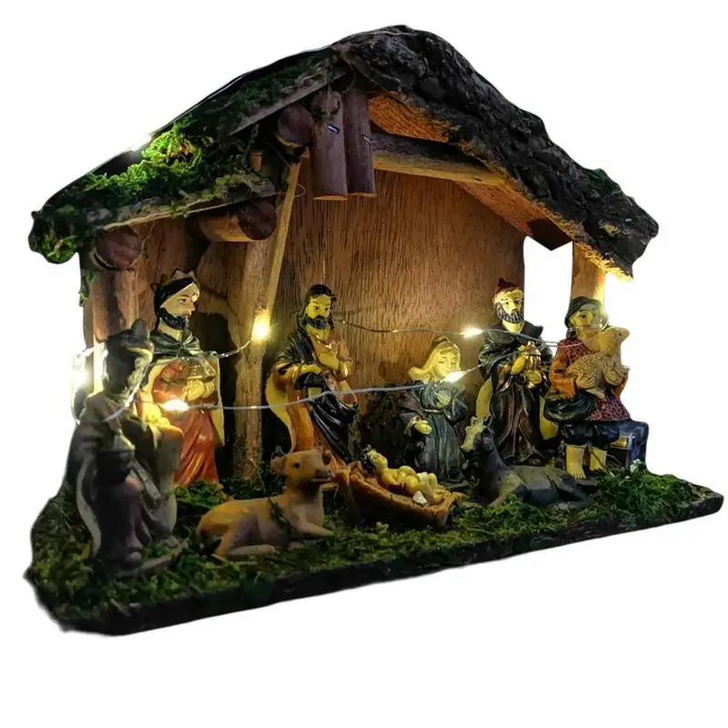 

Деревянный домик с подсветкой, светодиодный светильник ильник, деревянная кормушка, настольный набор, деревянное Рождественское украшение...