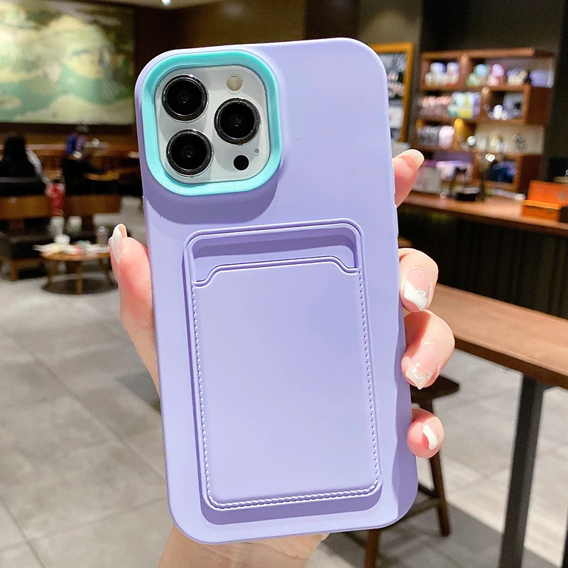 

Luxury Liquid Silicone Wallet Card Case For iPhone 14 11 12 13 Pro Max XR X XS Max 6S 7 8 Plus SE 13Pro Shockproof Bumper Cover