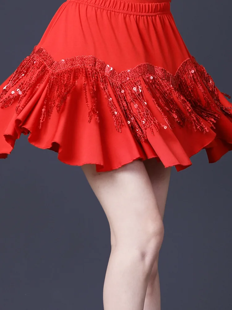 Юбка женская с бахромой соблазнительный черный ассиметричный костюм для