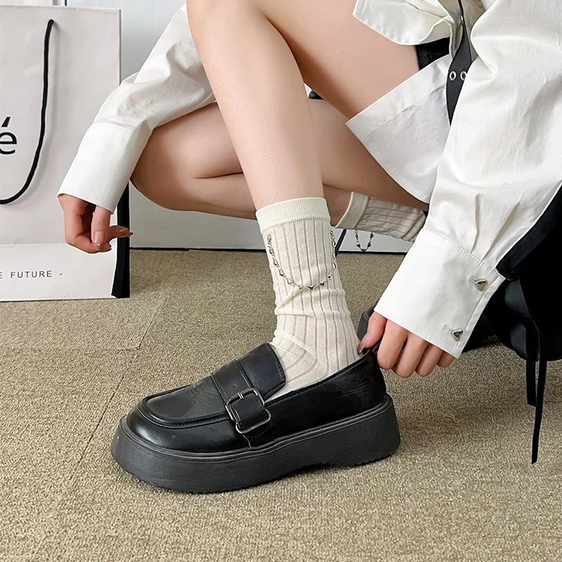 Lolita White Cotton Socks Women JK Chain Bandage Socks Female Sweet Long Socks Ankle Calcetines mujer Medias