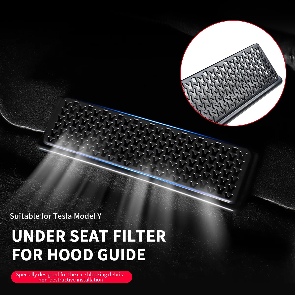 

2pcs Car Air Outlet Seat vents Cover for Tesla Model Y Anti-blocking Dust Cover Hood Guide Gutters Anti-Stuffing Network