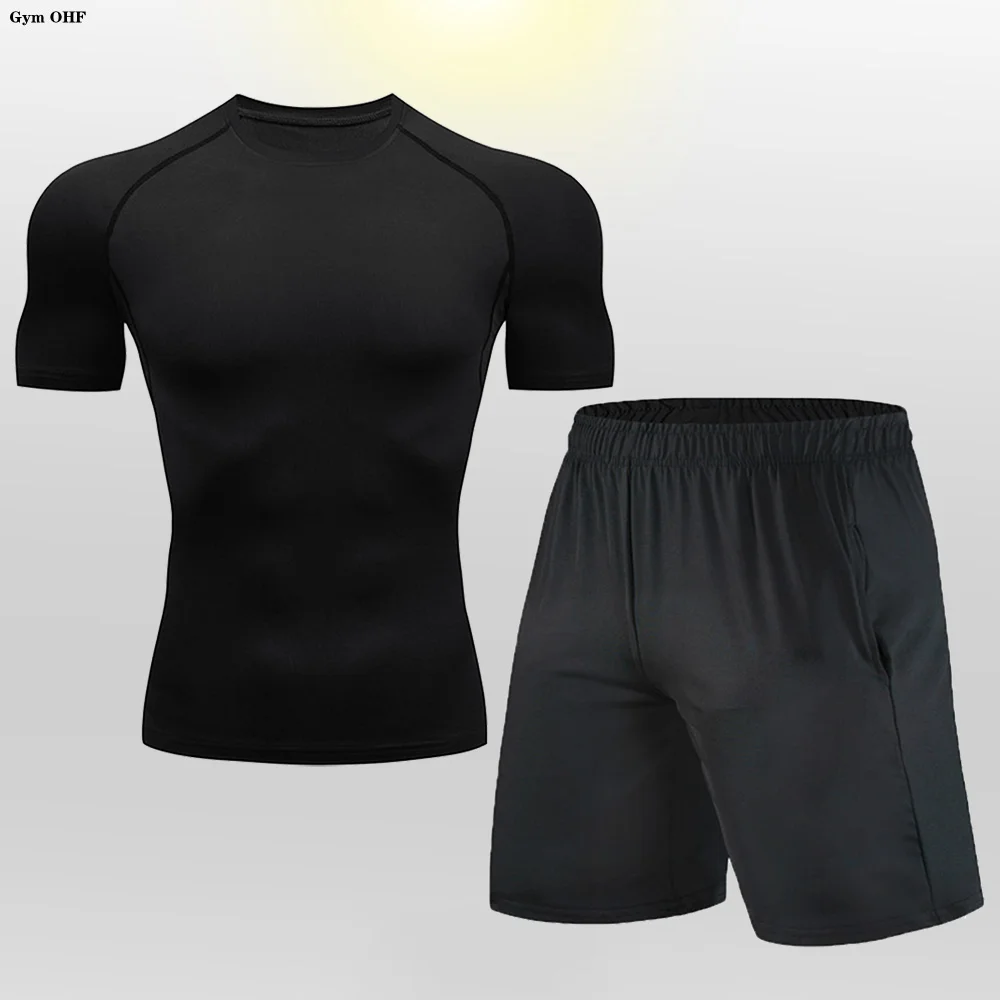 Мужской комплект из 2 предметов с шортами и коротким рукавом мужской спортивный