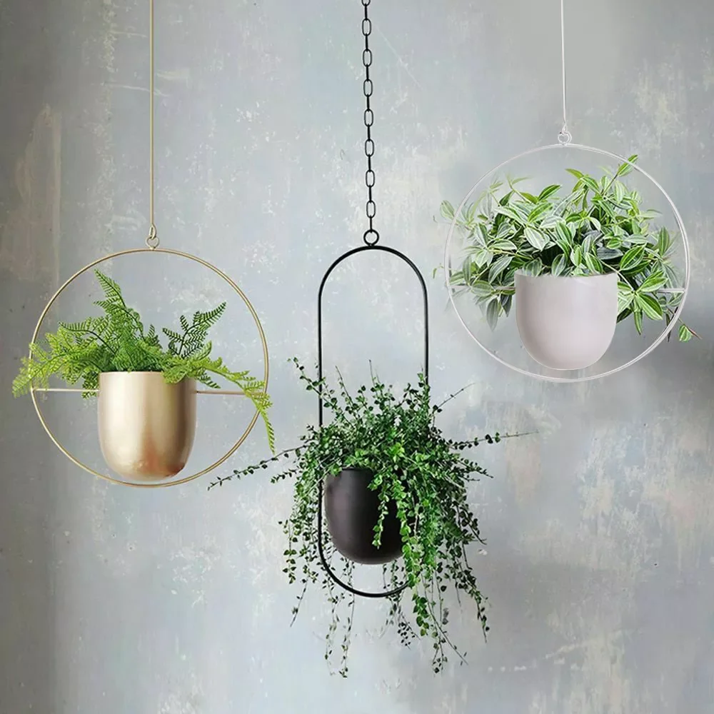 

Hanging Basket Iron Hanging Flower Pot Swinging Flower Basket Wall Decorative Wall Mount Metal Chain Garden Balcony Dropshipping