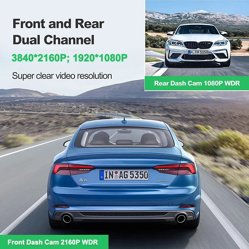 4K ADAS Видеорегистратор ночного видения спереди 2160P с задней панелью 1080P