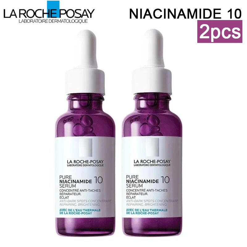 

2pcs La Roche Posay Pure Niacinamide 10 Serum Brighten & Hydrate Anti Dark Spots Pigment Uneven Skin Tone Essence Face Care 30ml