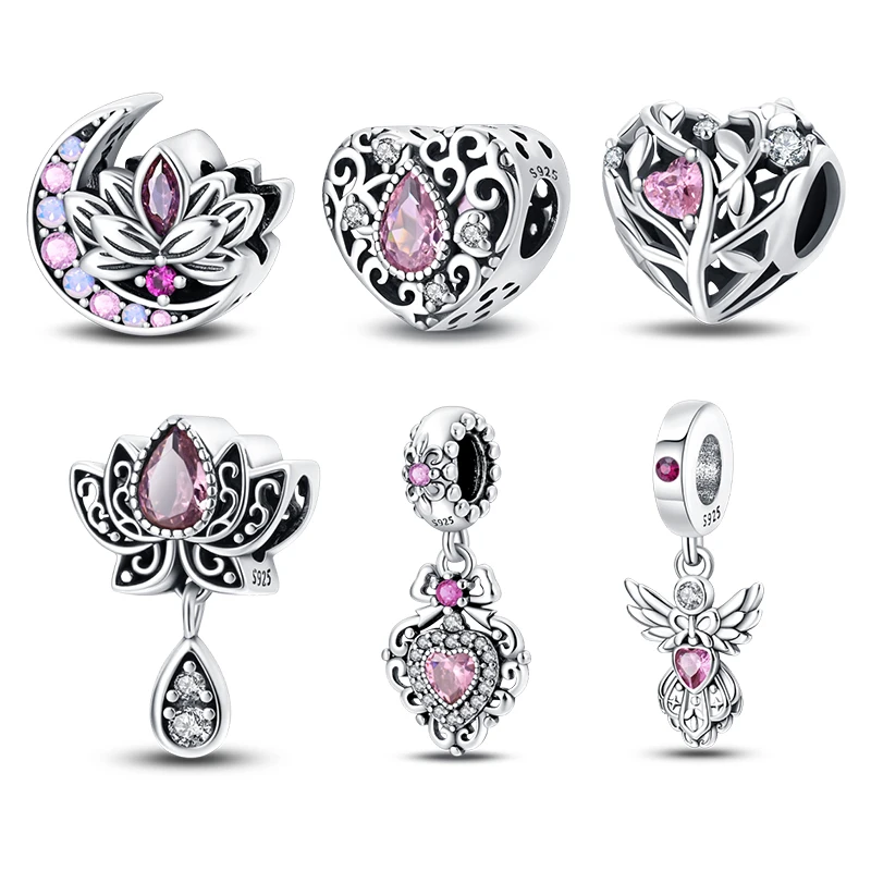 Новинка 2024 стерлинговое серебро 925 пробы фиолетовое ретро-сердце в форме лотоса
