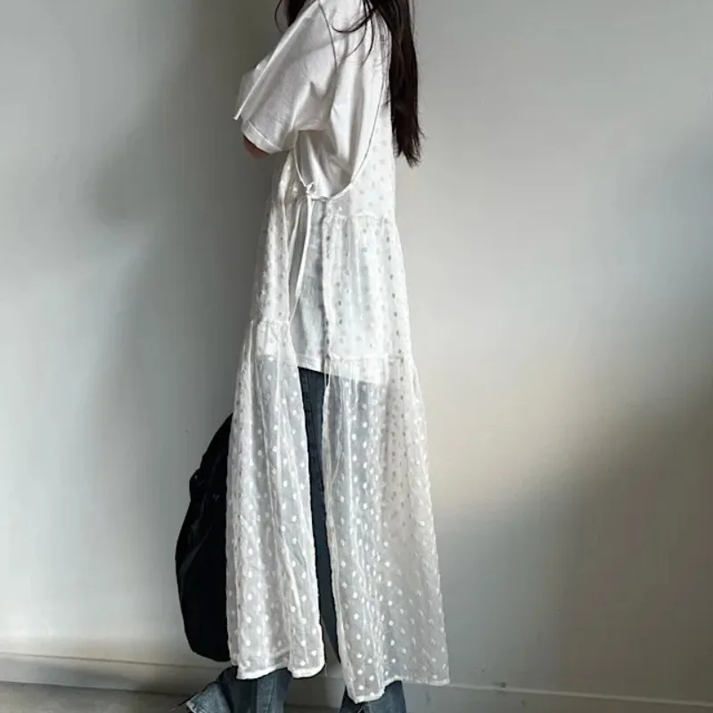 Neploe 2024 весеннее новое прозрачное сетчатое платье для женщин платья-бретельки со