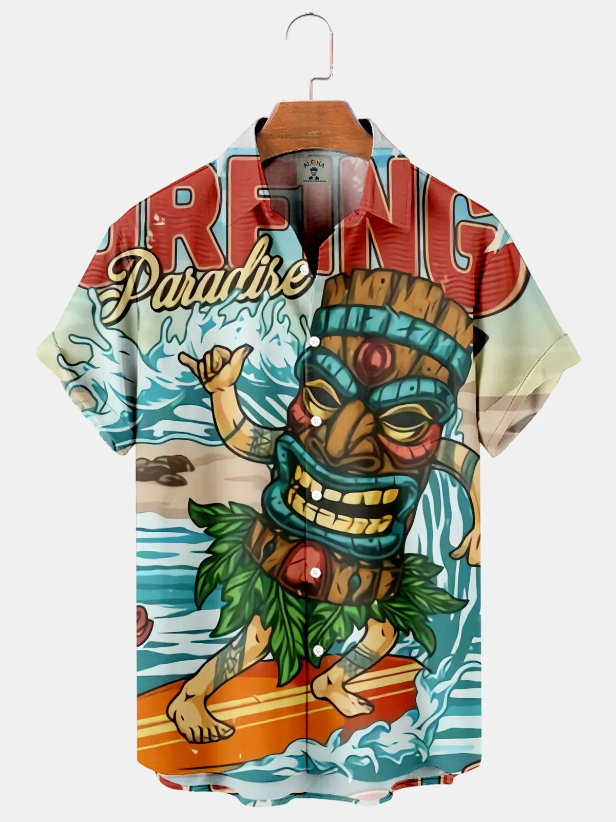 

Molilulu Men's Hawaiian TiKi Alphabet Print Short Sleeve Shirt