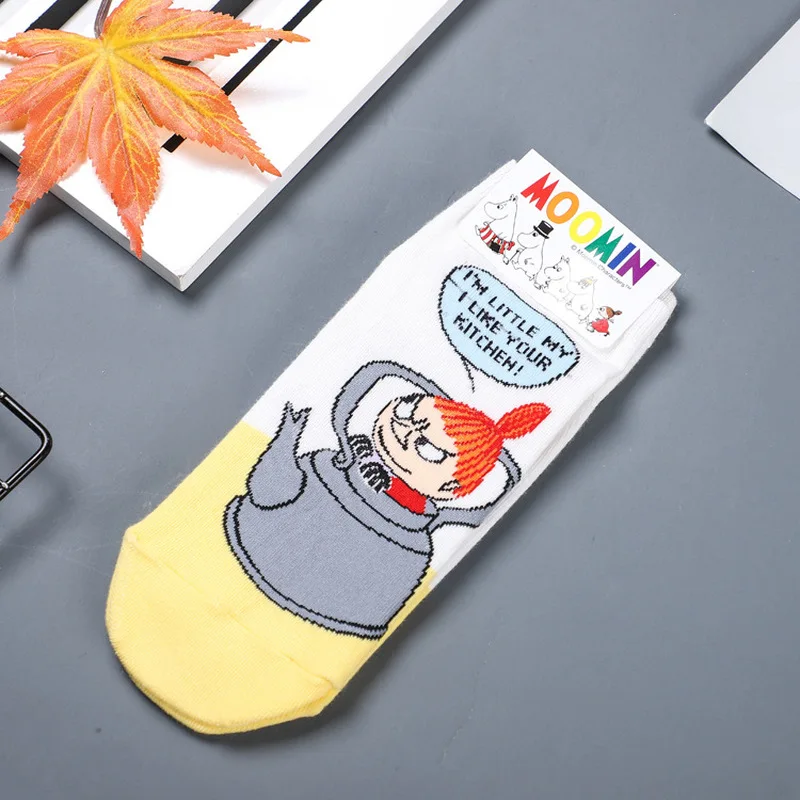 Anime Women Socks Snufkin Sock Figure Print Little My Hippo Cute Funny Cotton Absorb Sweat Breathable Comfort Calcetines Mujer