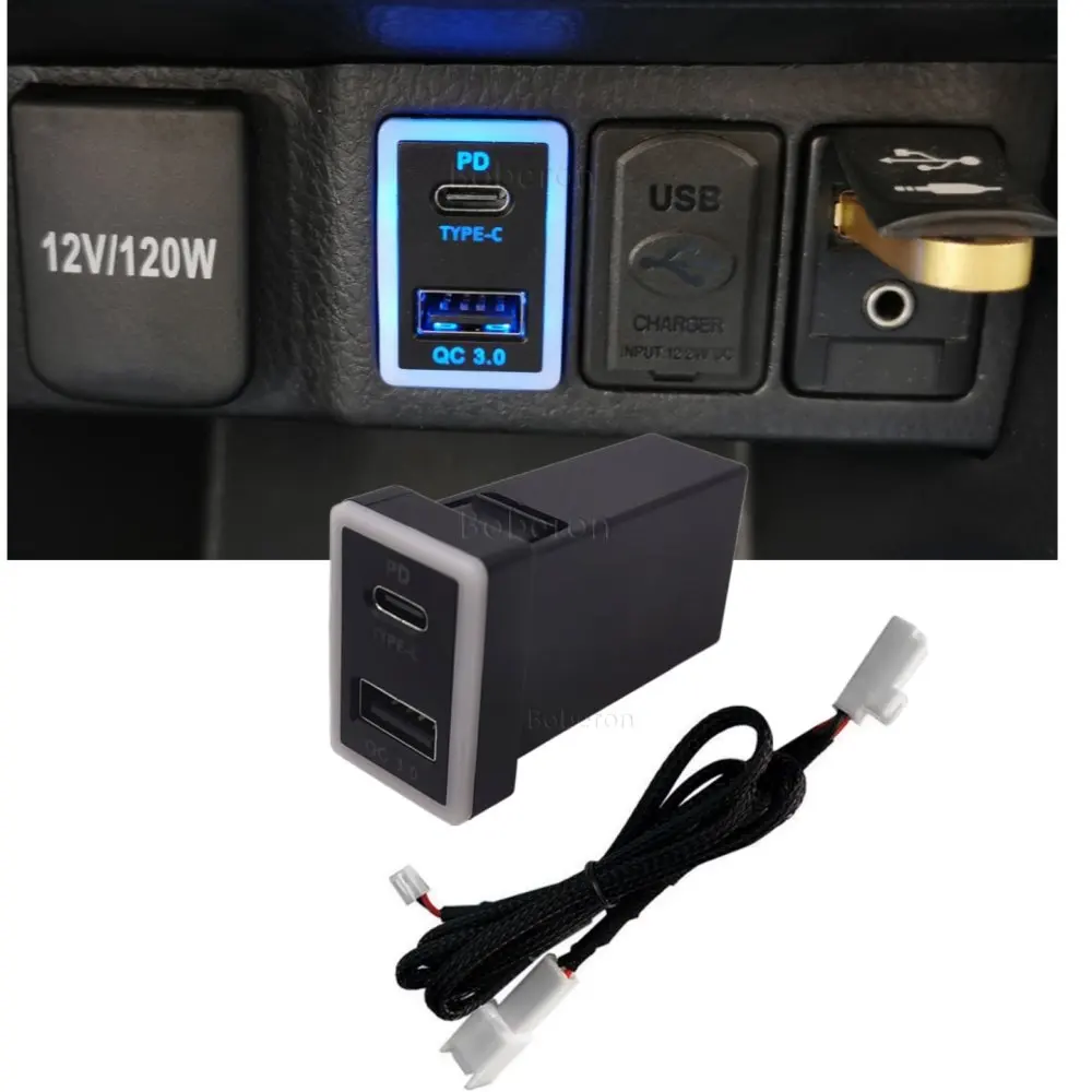 

Modified Car Mobile Phone Charger TYPE-C QC3.0 USB Fast Charging Interface Socket for Toyota Corolla LEVIN PRADO