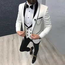 Latest Coat Pant Designs White Men's Classic Suits for Wedding Handsome Groom Tuxedo Slim Fit Terno 