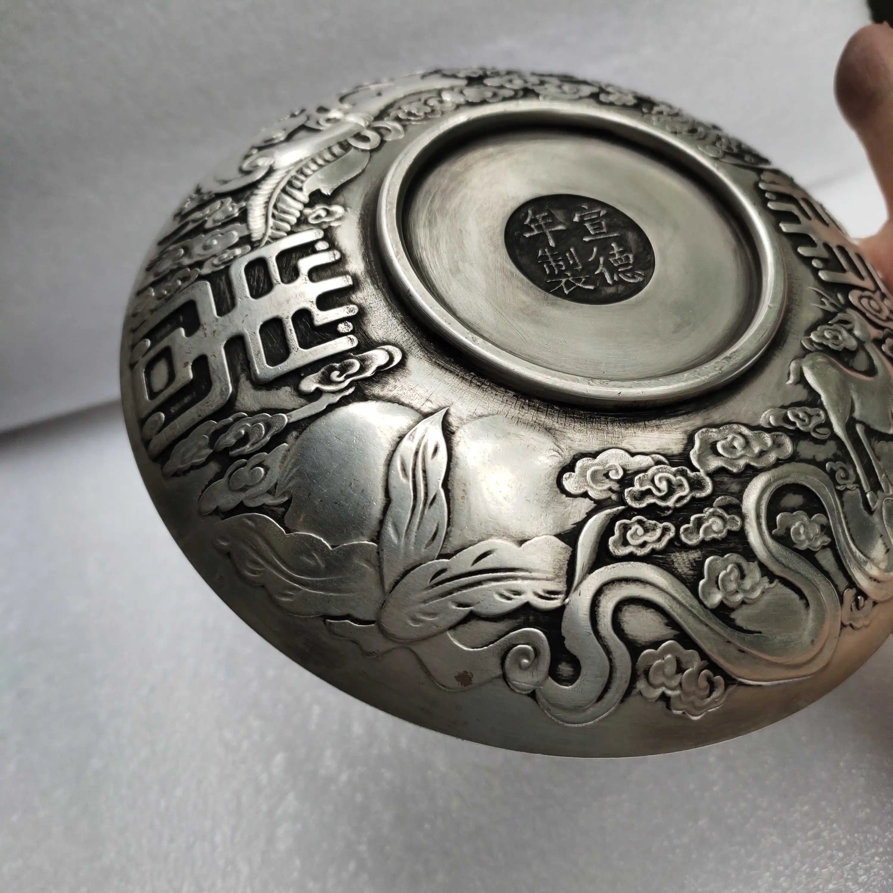 Античная Коллекция Посуды из бронзы Белая медная Посеребренная тарелка с