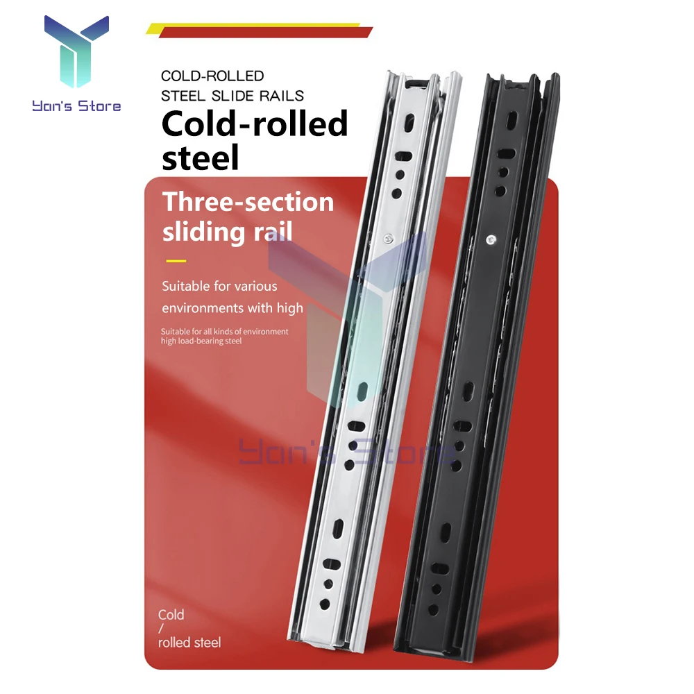1Pair 12/14/16 Inches Drawer Slide Wide 40 Two-section Ultra