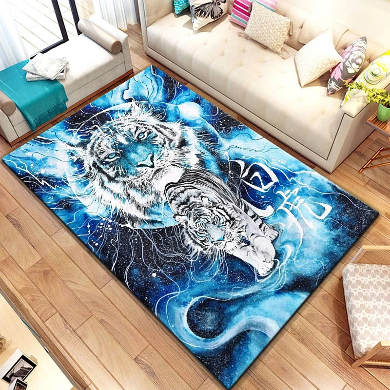 Dreamlike Tiger HD Printed Carpet Household Rug Children's Room Living Room Chair Bedside Modern Simple Floor Mat Office Gifts