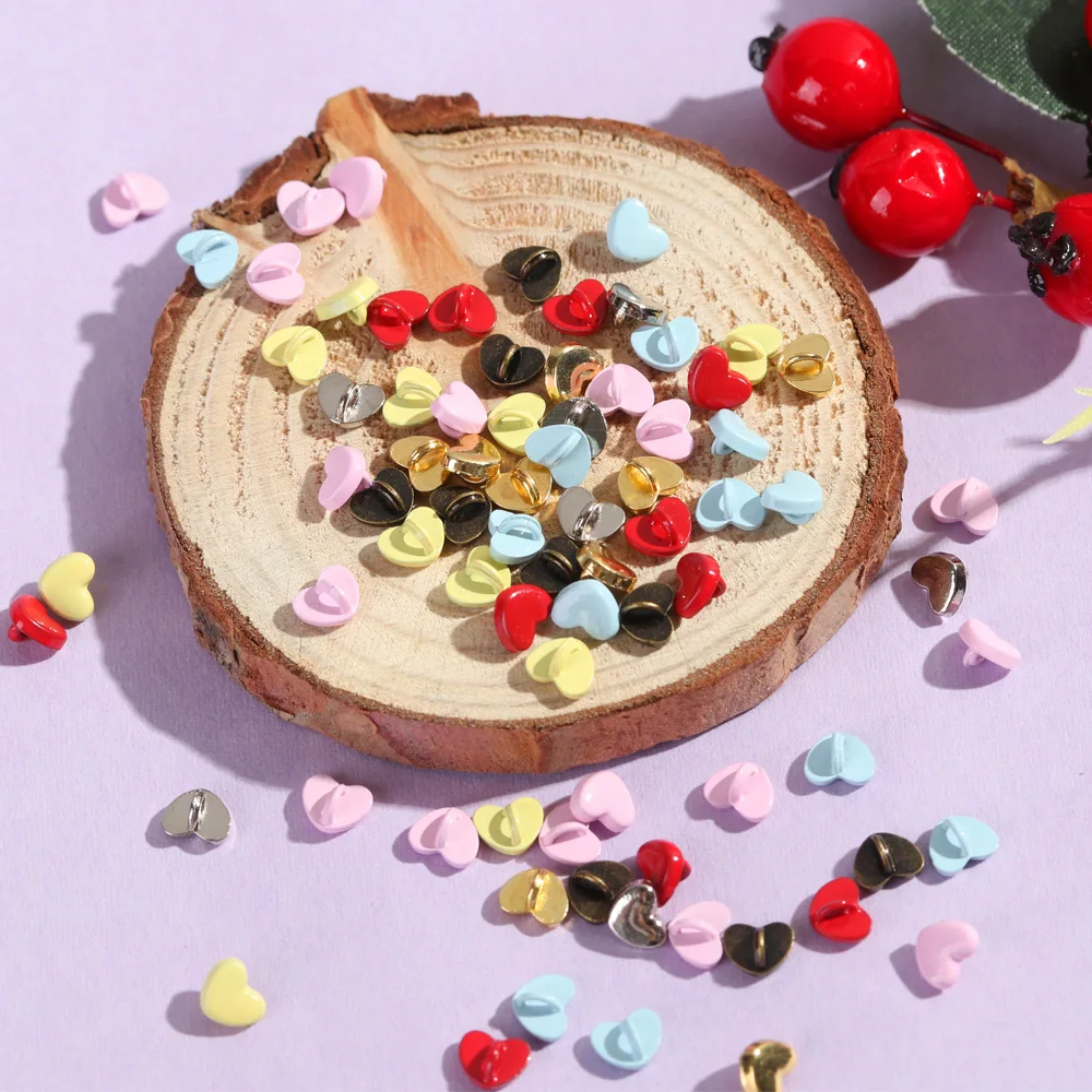 

20/40 шт., металлические пуговицы в виде сердца для кукол