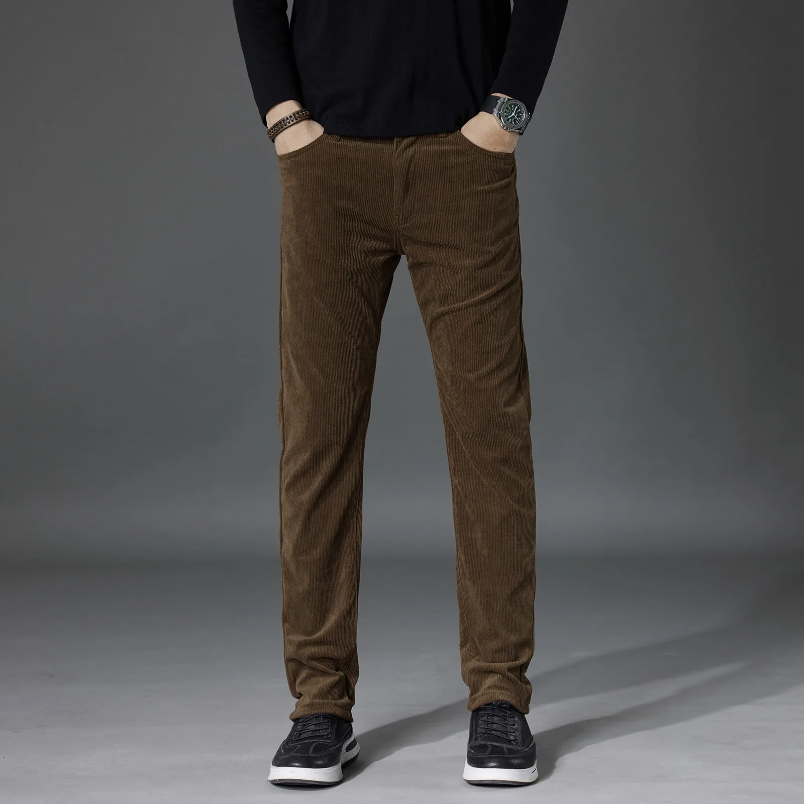 

Мужские осенне-зимние повседневные брюки, спортивные брюки с карманами, модные длинные брюки с открытым носком