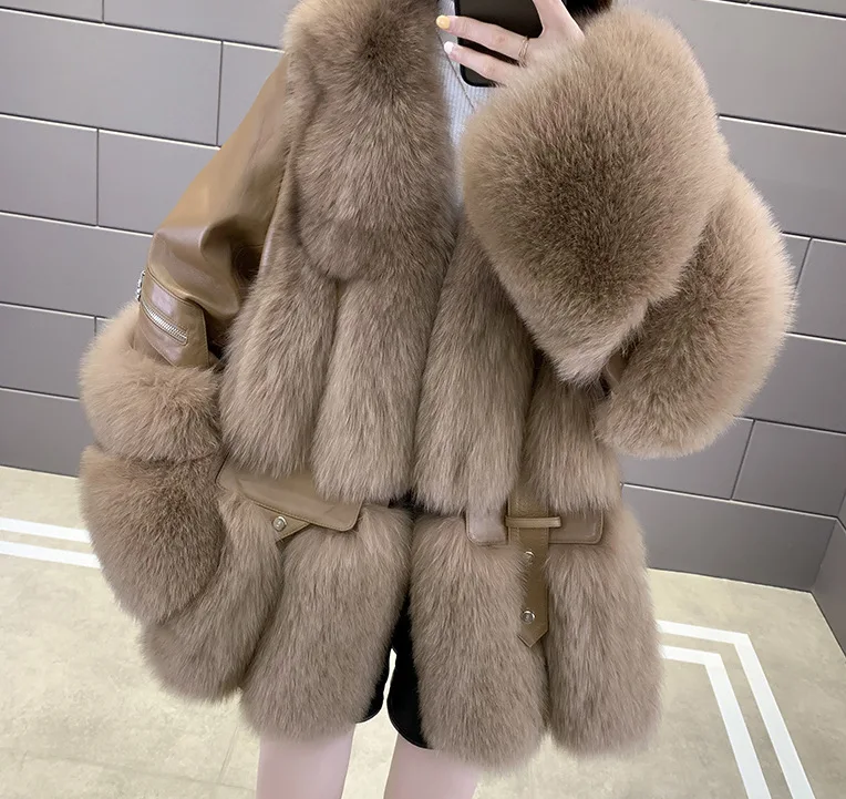 Fox Fur Coat Women's New Medium Long Young Fur Plus Fur Coat Winter Jacket Women