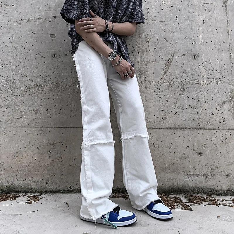 Spring Summer White Baggy Jeans Men Fashion Retro Wide-leg Jeans Mens Streetwear Loose Hip-hop Straight Denim Trousers Men S-3XL