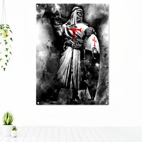 knight templar order flag crusader warrior tapestry vertical banner metal holes grommets masonic mason sword shield wall sticker