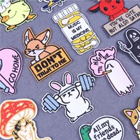 new animals iron on patches for clothing diy cartoon rabbit cat mushroom embroidery patches heat adhesive clothing backpack
