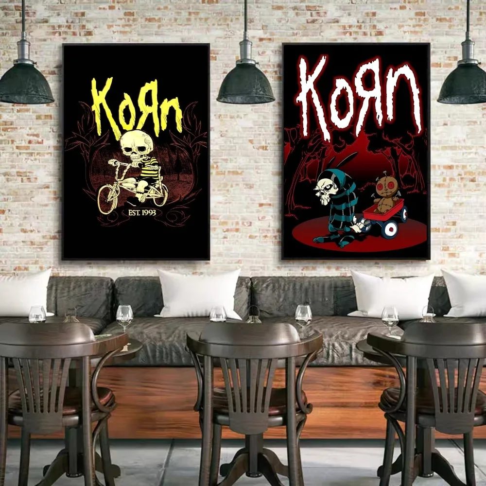 Самоклеящийся Художественный Постер K-Korn-Rock Band Белая Бумага Современный Стиль